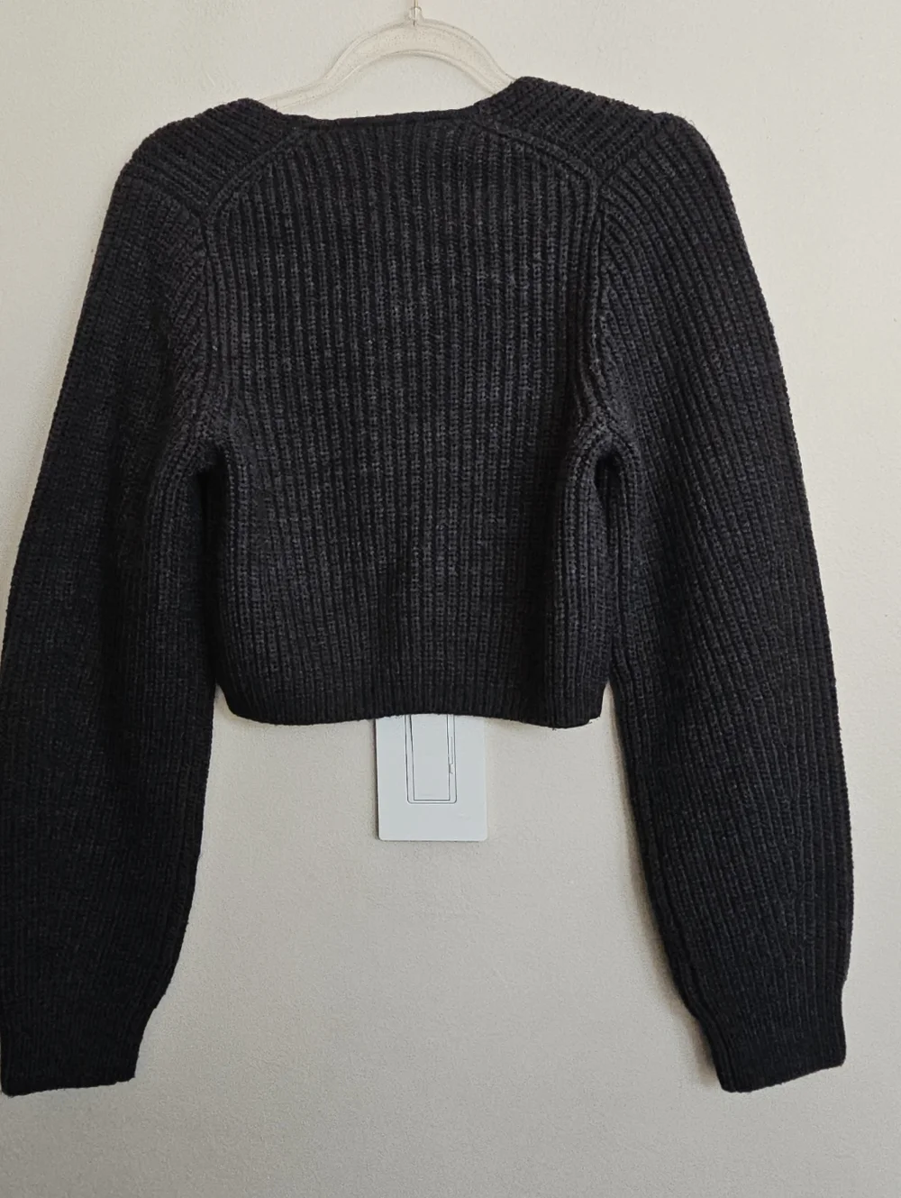 Zara Charcoal Gray Ribbed Cropped Sweater Size Small